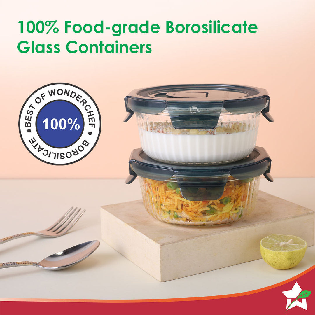 Verona Lunch Box Set of 2 | 400ml Borosilicate Glass.