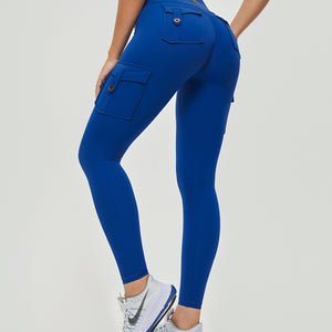 High Waisted Cargo Leggings - Blue