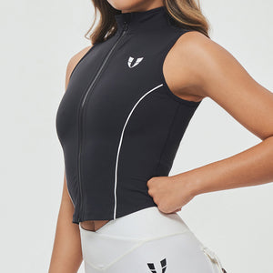 Full Zip Tank Top - Black