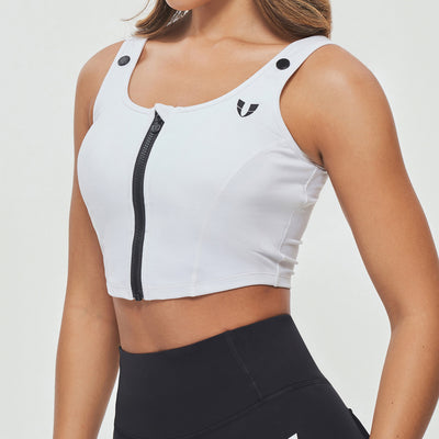 Zip Up Padded Tank - White