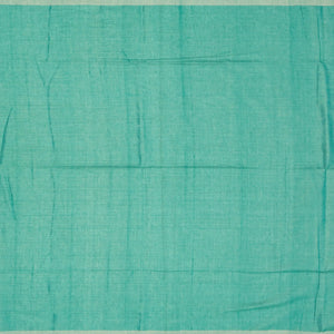 Aquamarine Handloom Bengal Cotton Saree With Floral Buttas & Stripes