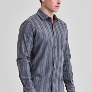 Grey Corduroy Slim Fit Shirt