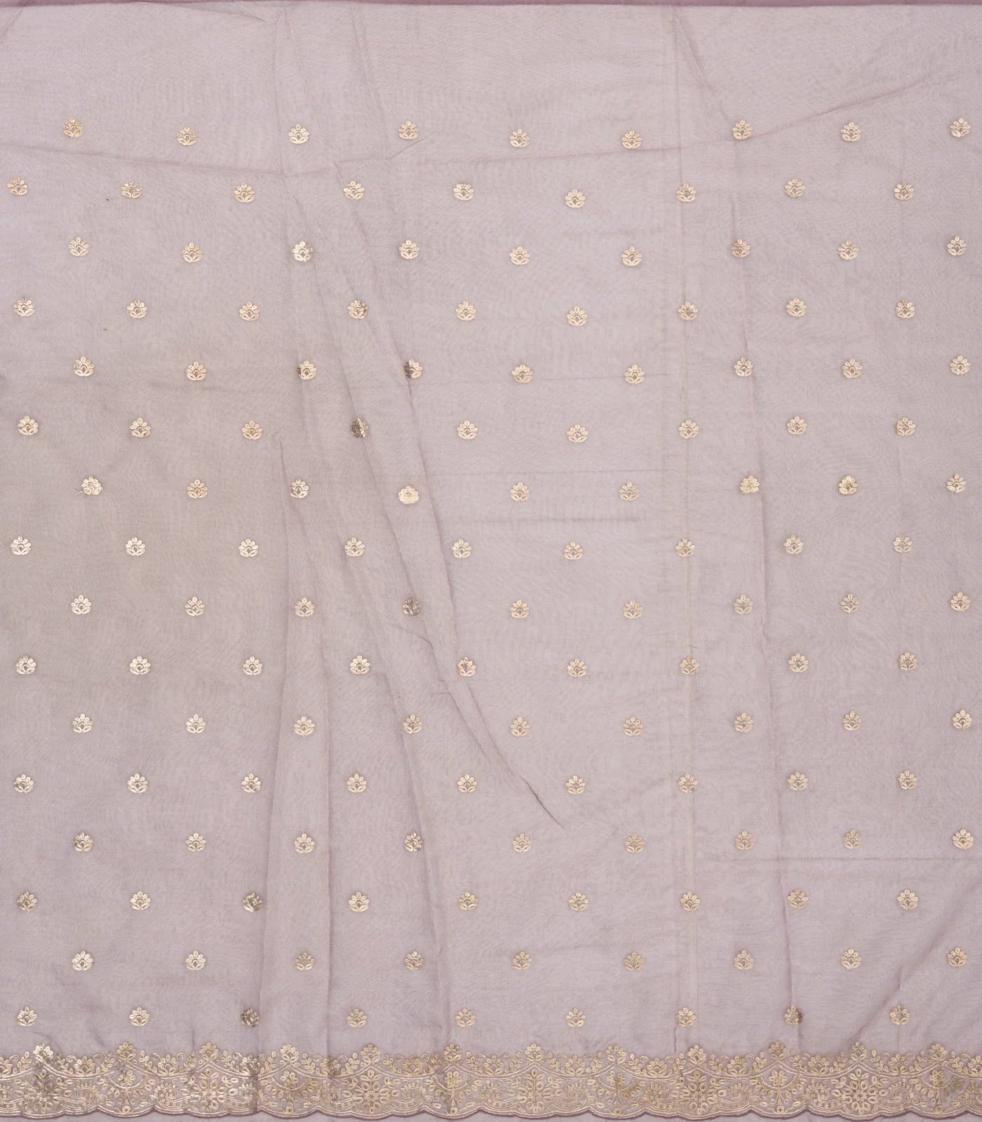 Lilac Woven Supernet Saree With Embroidered Floral Motifs