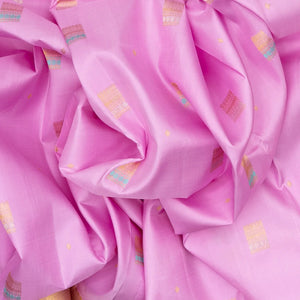 BubbleGum Pink Handloom Kanchipuram Silk Saree With Meena Buttas