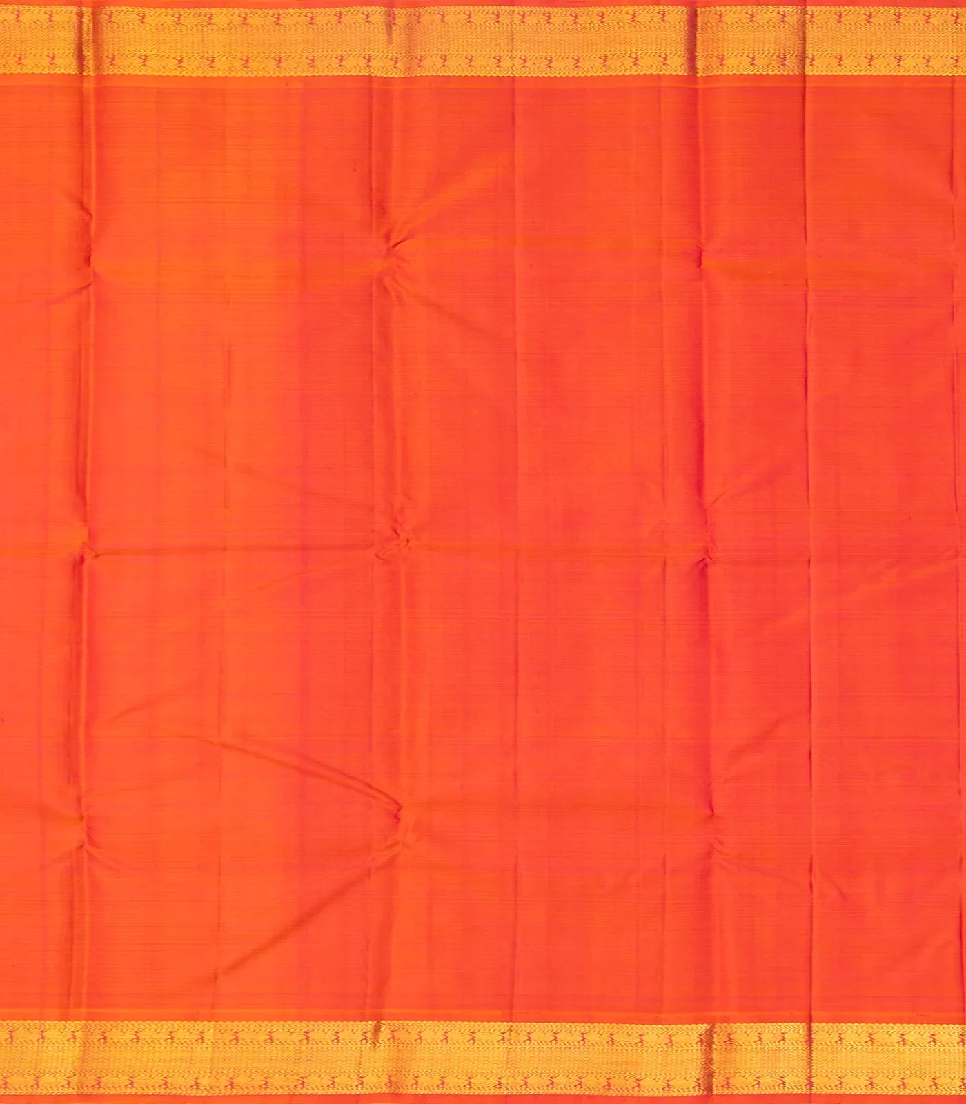 Baby Pink Handloom Korvai Kanchipuram Silk Saree With Orange Border