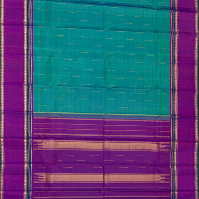 Sea Green Handloom Kanchipuram Silk Saree With Rain Drop Buttas