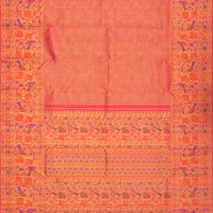 Pink Handloom Kanchipuram Silk Saree With Triangle Motifs