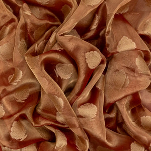 Peach Woven Tissue Saree With Floral Motifs