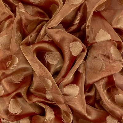 Peach Woven Tissue Saree With Floral Motifs