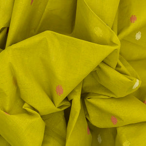 Green Handloom Dhakai Cotton Saree With Floral Motifs