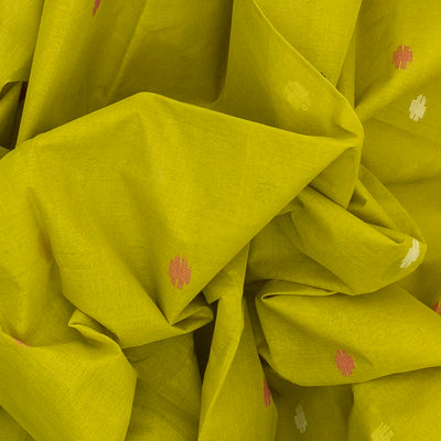 Green Handloom Dhakai Cotton Saree With Floral Motifs