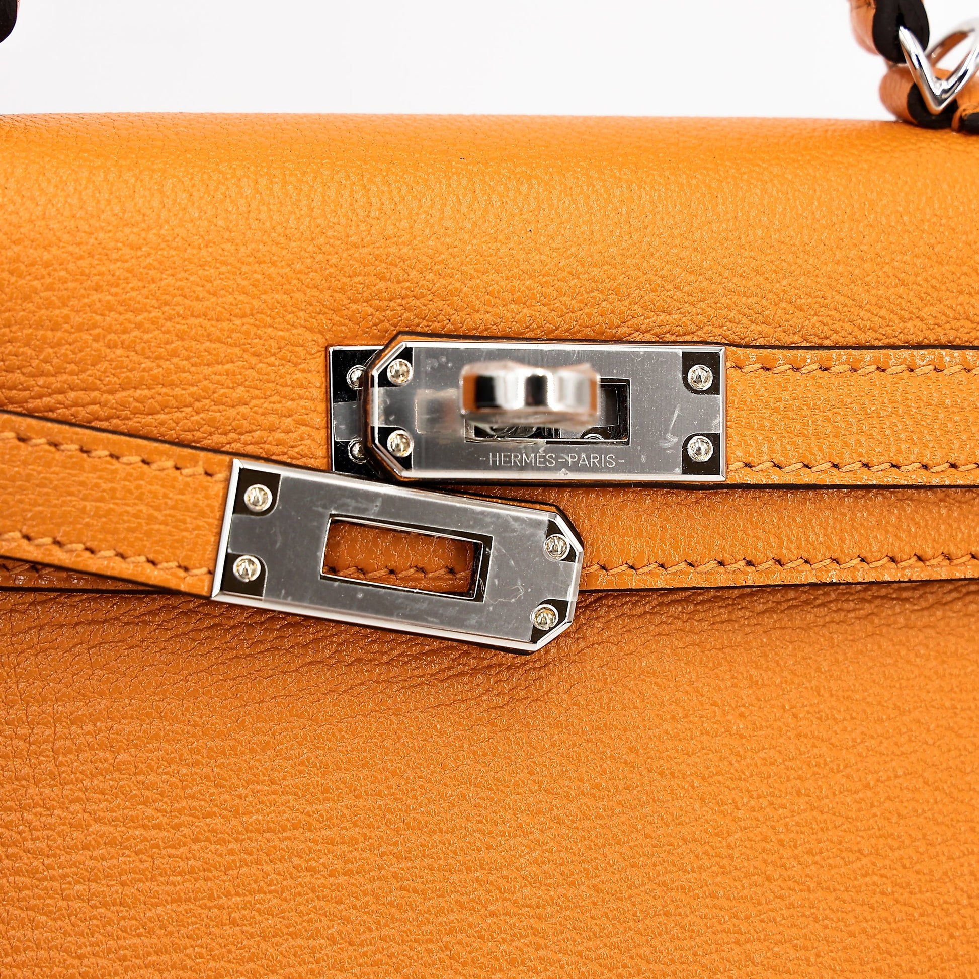 HERMÈS Mini Kelly II Moutarde (9U) Chevre Palladium hardware