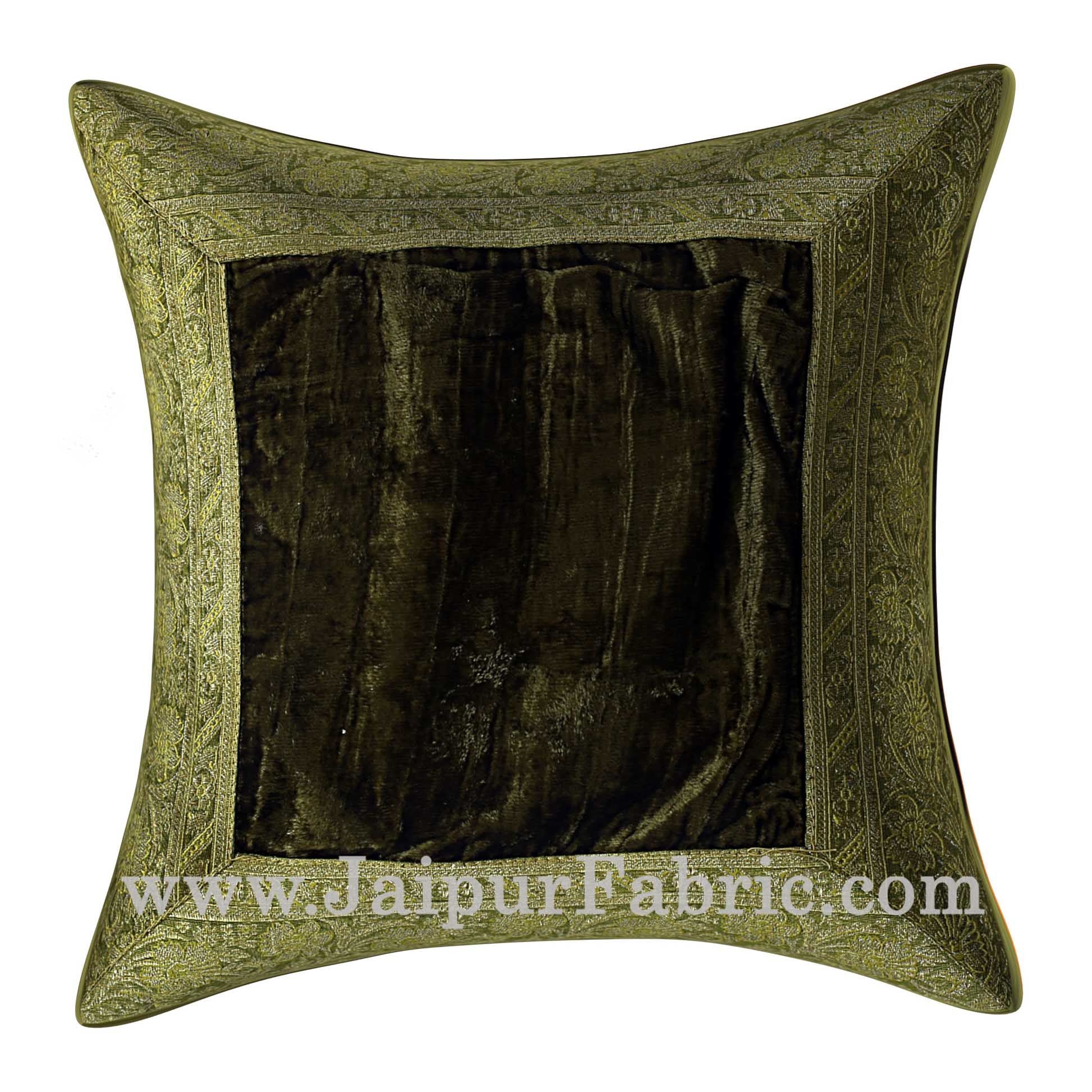 Green Color Velvet Cushion Cover
