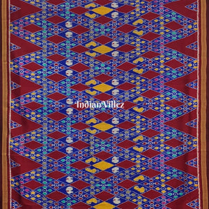 Red Blue Odisha Ikat Designer Khandua Silk Saree