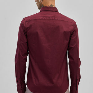 Maroon Stretchable Slim Fit Shirt