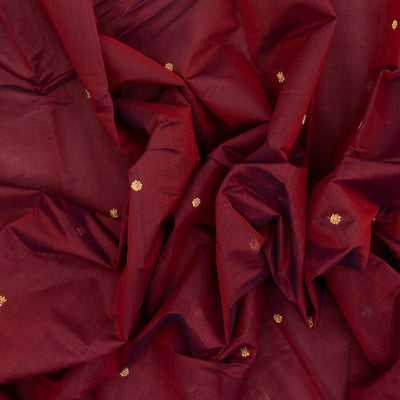 Crimson Handloom Kanchi Cotton Saree With Kamalam Buttas