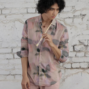 Rare Rabbit Men's Donac Dusky Olive Viscose Fabric Full Sleeves Abstract Print Shirt