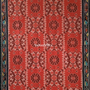Red Black Maniabandha Odisha Ikat Cotton Saree