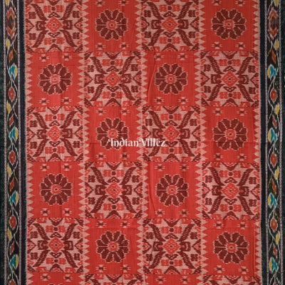 Red Black Maniabandha Odisha Ikat Cotton Saree