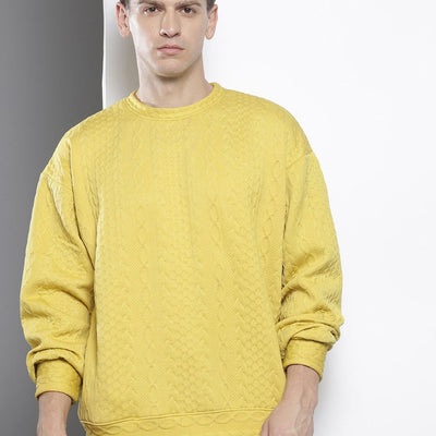 Men's Green Oversized Self Design Sweatshirt