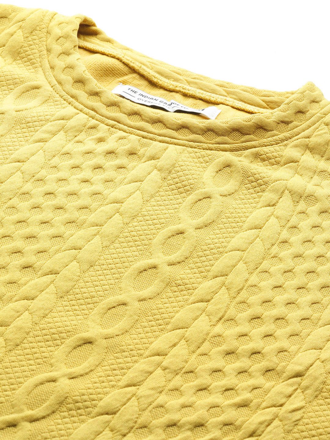 Men's Green Oversized Self Design Sweatshirt