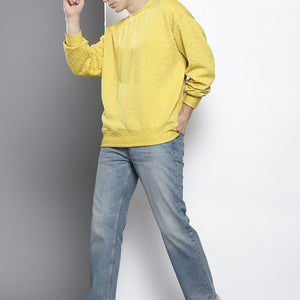 Men's Green Oversized Self Design Sweatshirt