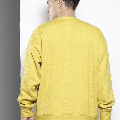 Men's Green Oversized Self Design Sweatshirt