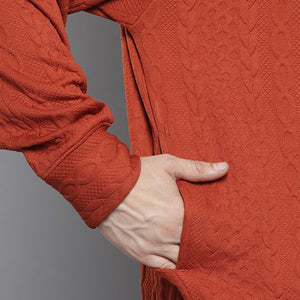 Men's Rust Oversized Self Design Sweatshirt