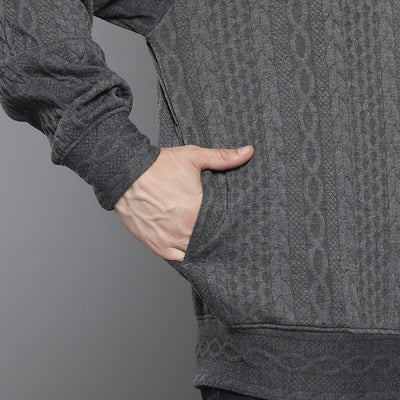 Men's Grey Oversized Self Design Sweatshirt