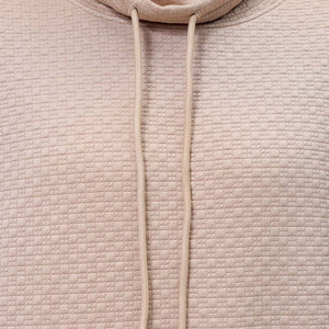 Men's Beige Oversized Self Design Cowl Neck Sweatshirt
