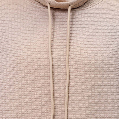 Men's Beige Oversized Self Design Cowl Neck Sweatshirt