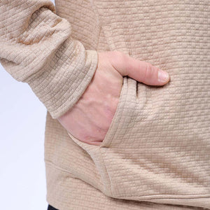 Men's Beige Oversized Self Design Cowl Neck Sweatshirt