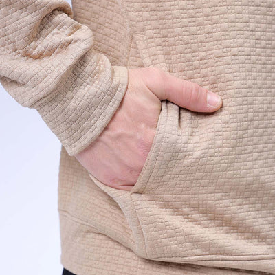 Men's Beige Oversized Self Design Cowl Neck Sweatshirt