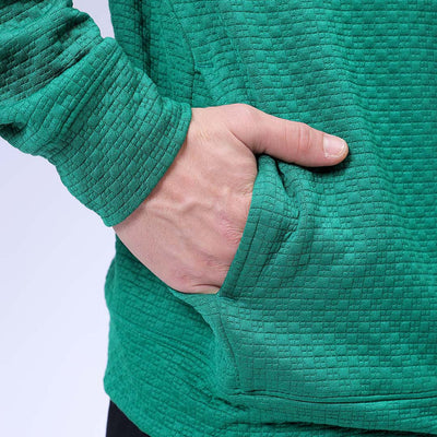 Men's Green Oversized Self Design Cowl Neck Sweatshirt