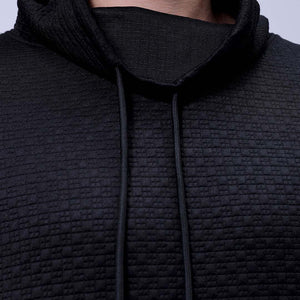 Men's Black Oversized Self Design Cowl Neck Sweatshirt