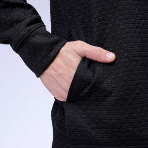 Men's Black Oversized Self Design Cowl Neck Sweatshirt