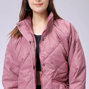 Women's Purple Relaxed Solid Quilted Jacket