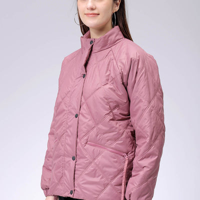 Women's Purple Relaxed Solid Quilted Jacket
