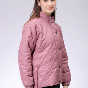 Women's Purple Relaxed Solid Quilted Jacket