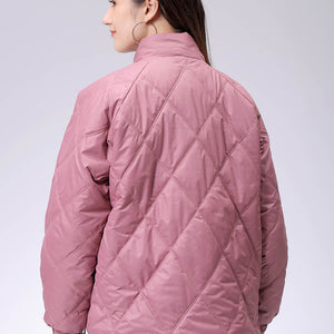 Women's Purple Relaxed Solid Quilted Jacket