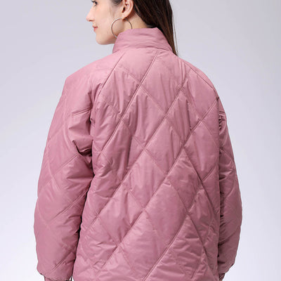Women's Purple Relaxed Solid Quilted Jacket