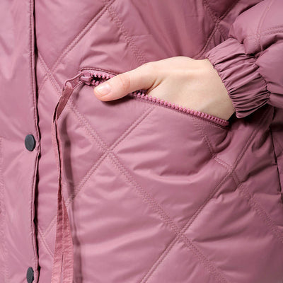 Women's Purple Relaxed Solid Quilted Jacket