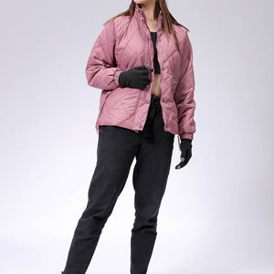 Women's Purple Relaxed Solid Quilted Jacket