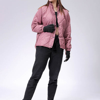 Women's Purple Relaxed Solid Quilted Jacket
