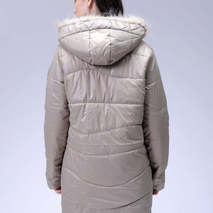 Women's Beige Relaxed Fit Solid Puffer Jacket