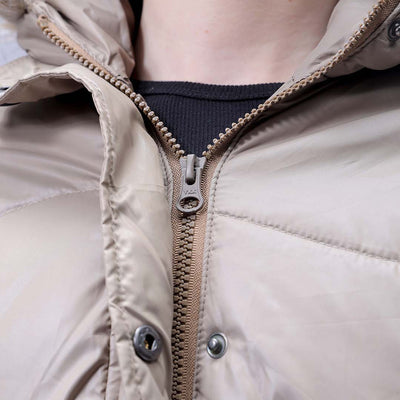 Women's Beige Relaxed Fit Solid Puffer Jacket