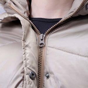Women's Beige Relaxed Fit Solid Puffer Jacket