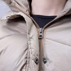 Women's Beige Relaxed Fit Solid Puffer Jacket