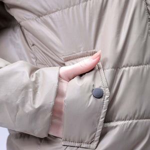Women's Beige Relaxed Fit Solid Puffer Jacket