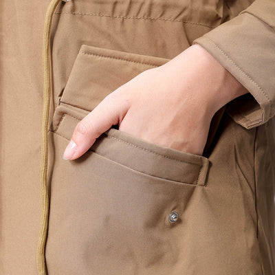 Women's Beige Regular Fit Solid Parka Jacket